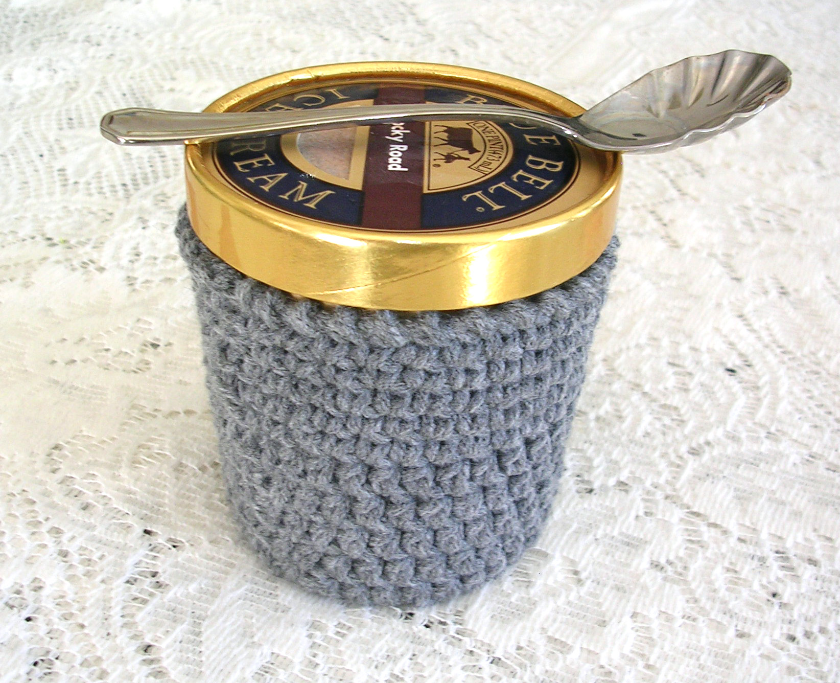 Deluxe Size Ice Cream Pint Cozy Hand Crochet fits Ninja Deluxe Creami  Container 